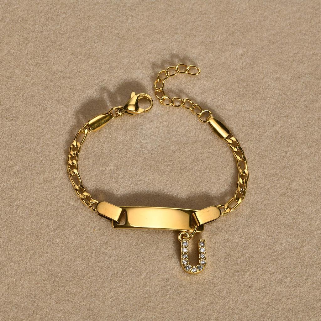 Stainless Steel Children'S Bracelet, Women'S Fashion 26 English Alphabet Jewelry, Simple Jewelry 798