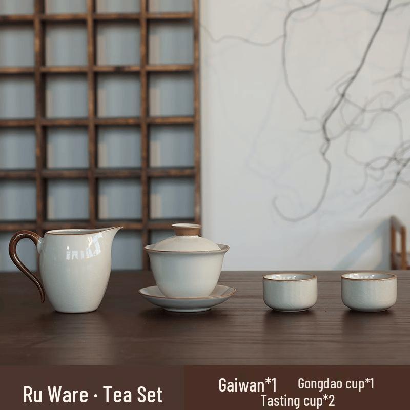Chaxun Kiln Crackle Glaze Gaiwan Tea Set