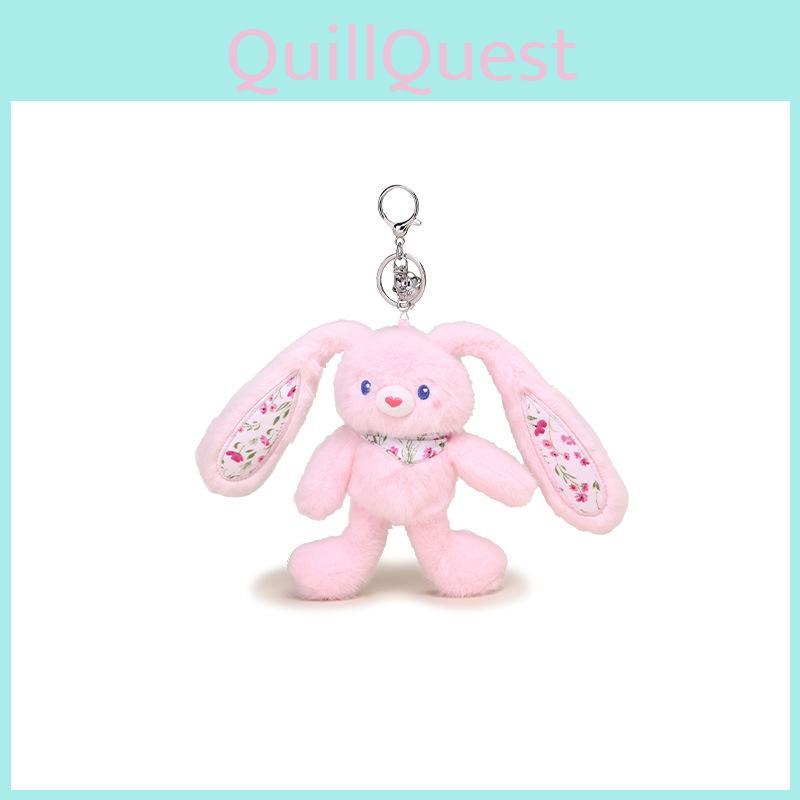 Plush Bunny Keychain With Flower Print For Kids And Backpack Decor