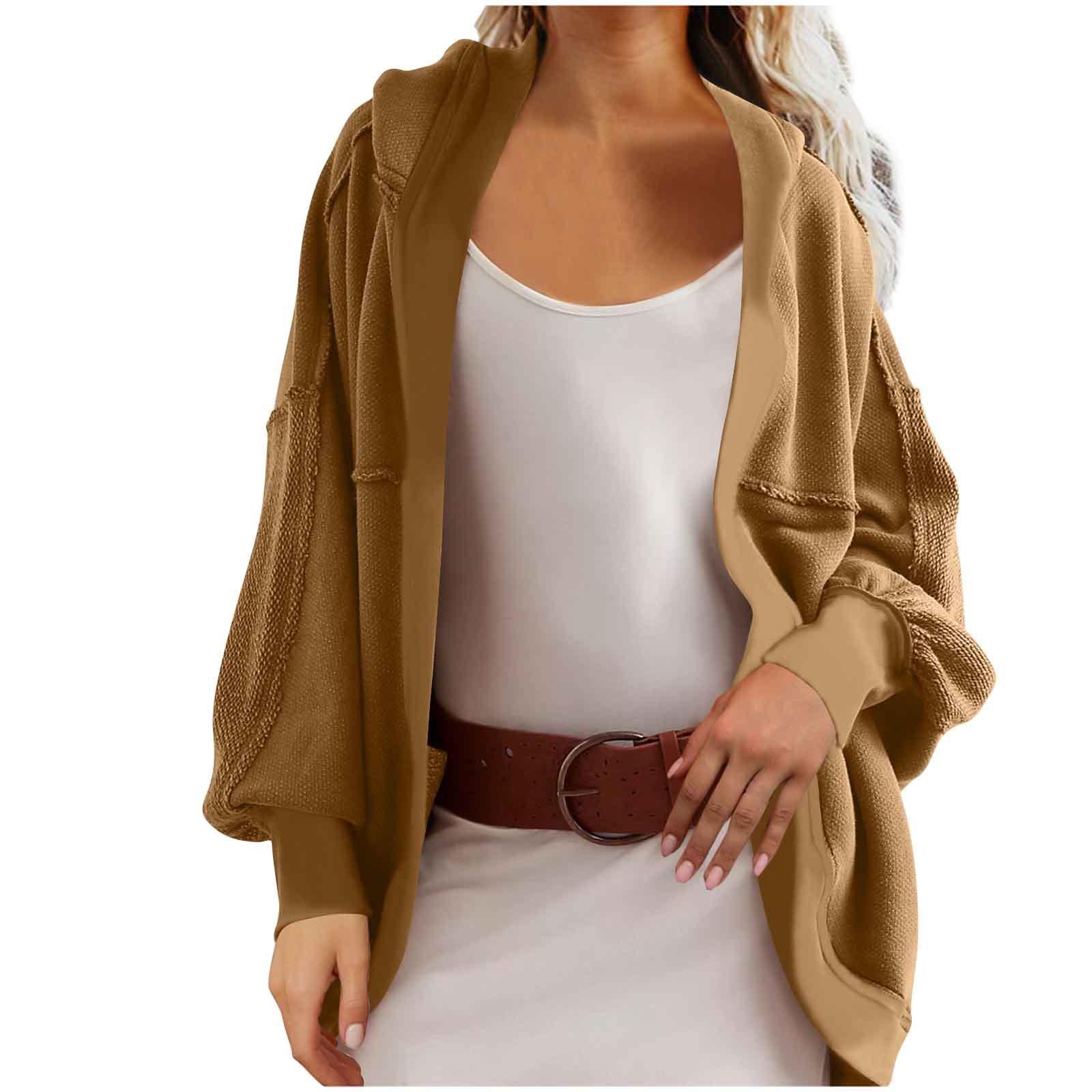 

Women s Casual Temperament Commuting Loose Back Stitching Open Cardigan Sweatshirt Hooded Jacket XL