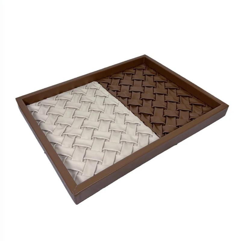 Handmade Luxury Jewelry Box Leather Weave Storage Boxes Necklace Organizer Jewelry Display Case Portable Ornaments Bedroom Packaging Art Boxes Gifts