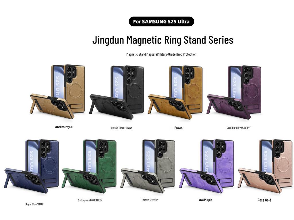 Samsung S25FE Leder Magnetische Hülle - Vollständiger Schutz Stoßfest mit Ständer für S24Ultra/S23.