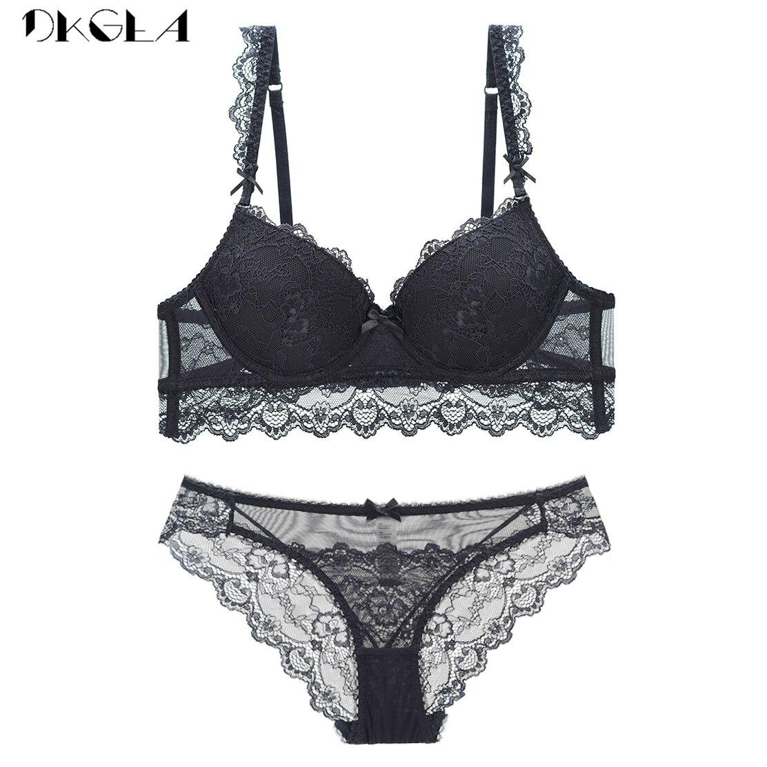 

DKGEA Топ Сексуальный женский комплект нижнего белья Белый бюстгальтер пуш-ап с вышивкой Кружевной бюстгальтер 70A чёрный