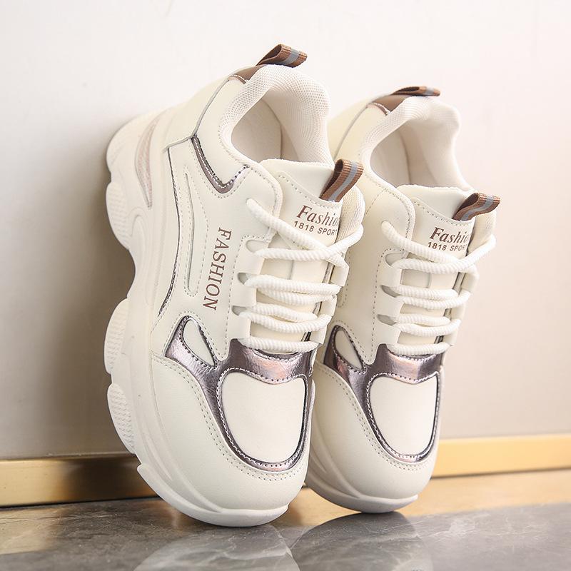 Korean version of platform white shoes 2025 spring fashion new dad shoes women's ins tide increases casual sports single shoes women
