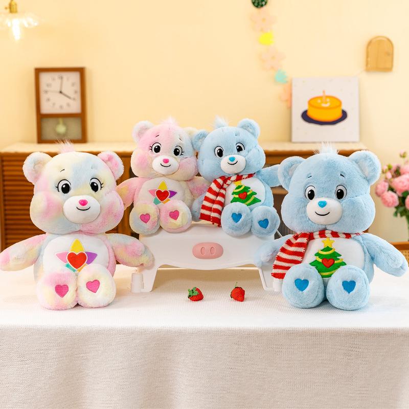New tie-dye love bear cloth doll plush toy for girls bed doll throw pillow birthday gift doll
