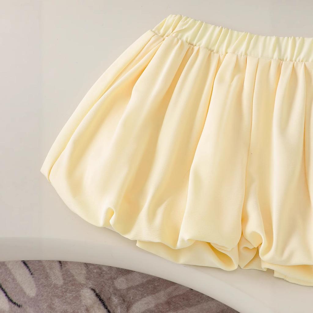 Girls' Fashionable Set Summer Children's Sweet Bow Sleeveless Top + Loose Shorts Two-piece Set