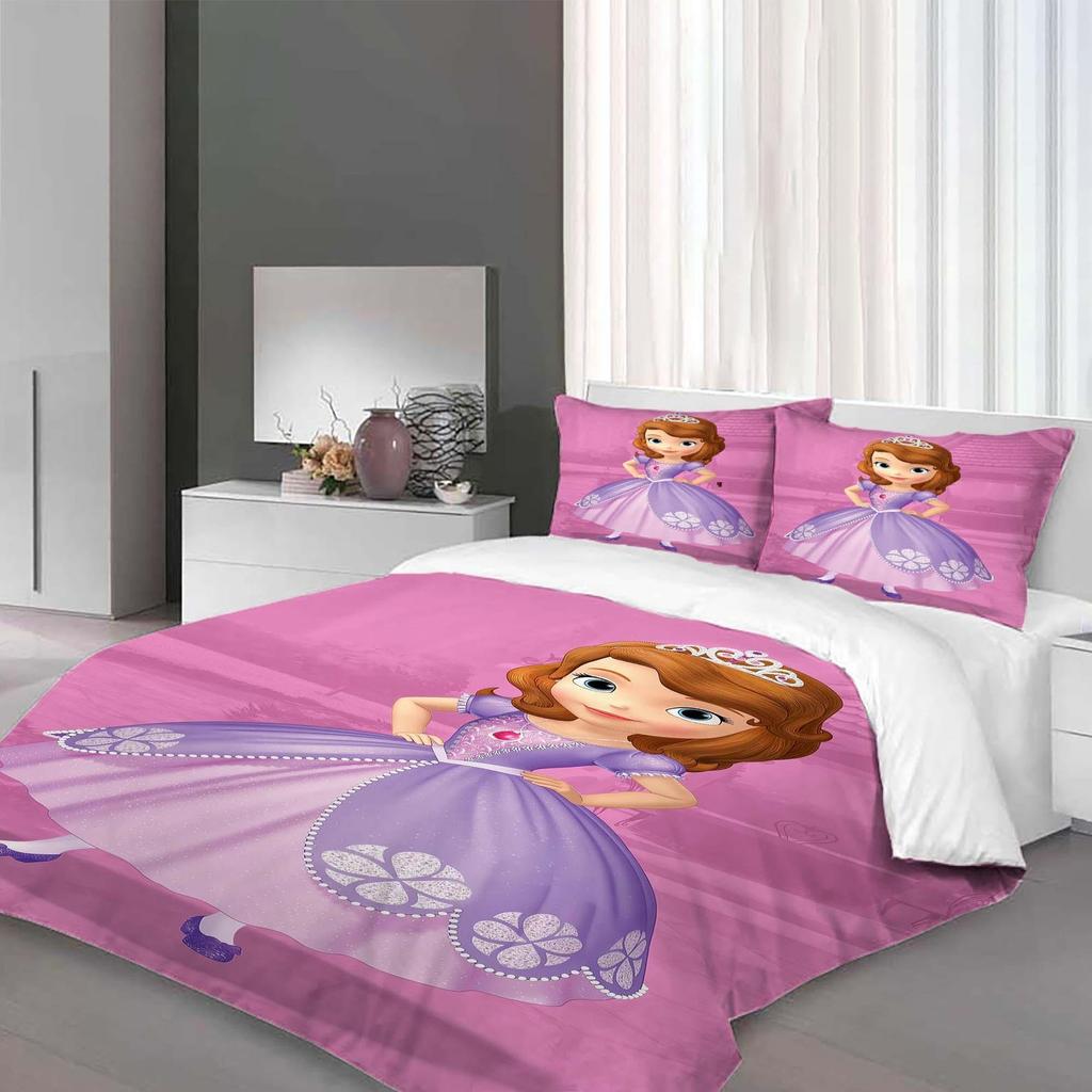 Gift Christmas Quilt Cover Princesa Sofia 3-Piece Bedding Set,Queen Size, Includes Duvet Cover, Pillowcases, Machine Washable.