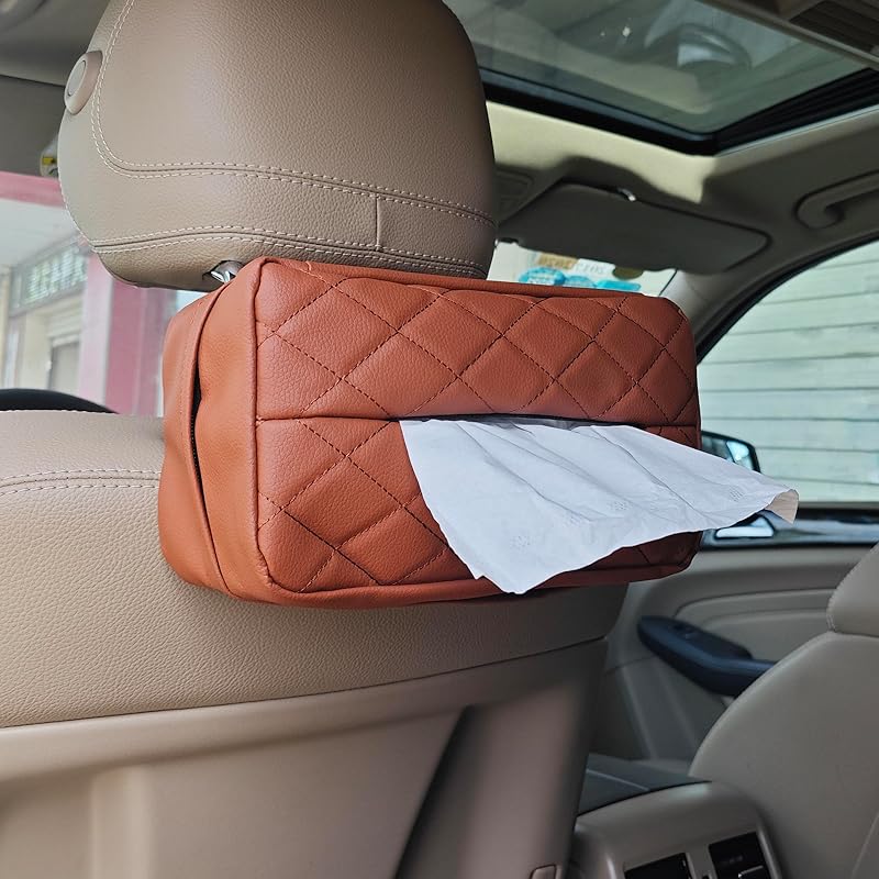 Car Tissue Holder For 120 Standard Tissue,Leather PU Tissues Box Cover For Car Backseat,Extra Large Rectangle Napkin Holder Soft Rectangular,Fits For