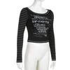 European and American hot girl Y2K letter printed round neck dark style slim fit top