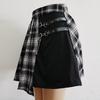 Plus Size Women's Punk Pleated Skirt Pants in Black & White Plaid