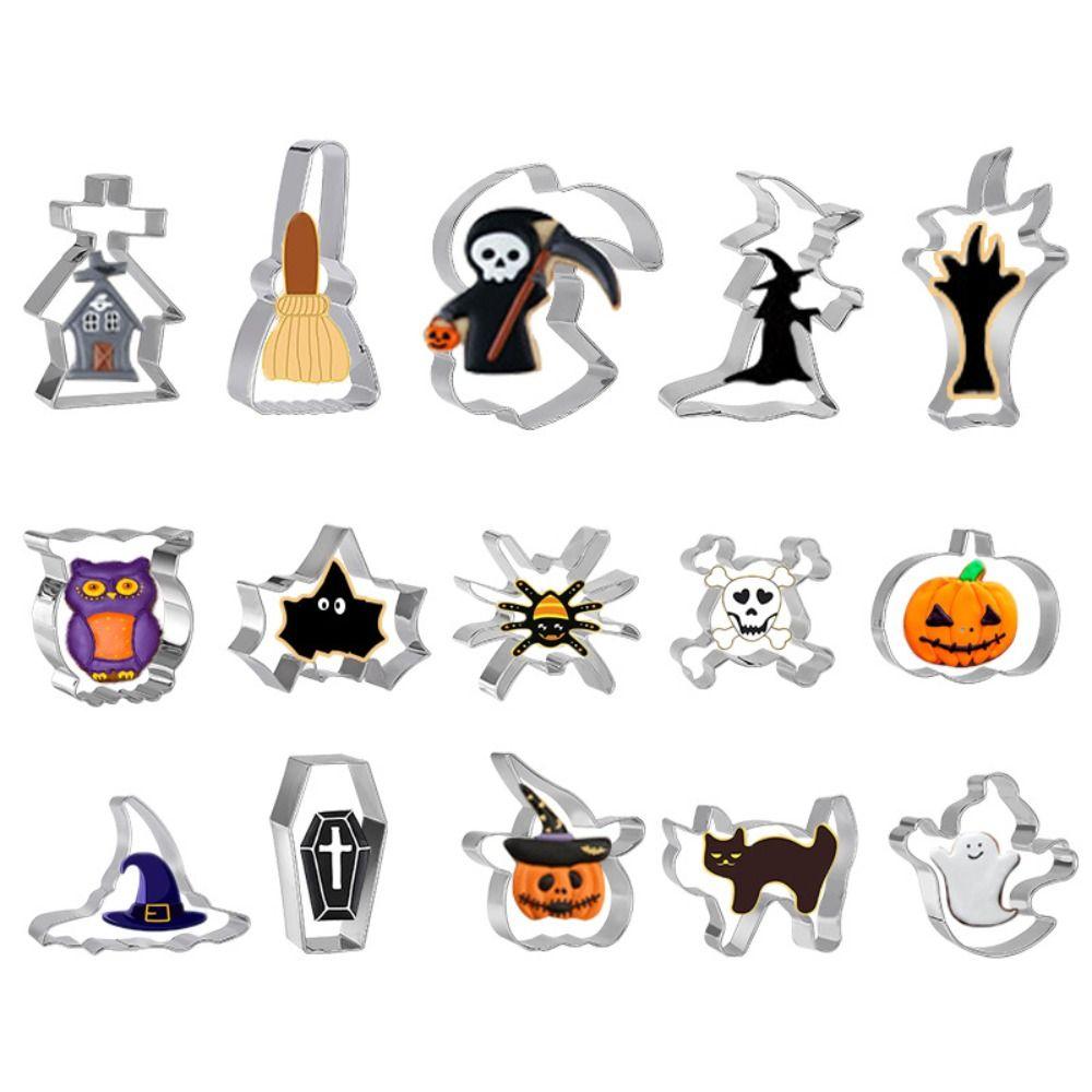 

15 шт. Форма для печенья из нержавеющей стали, тыква, эмбоссер для печенья, формочка для печенья на Хэллоуин, кухня 15PCS