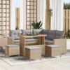 vidaXL 9-piece Garden Sofa Set with Cushions Beige Poly Rattan Acacia 3361622