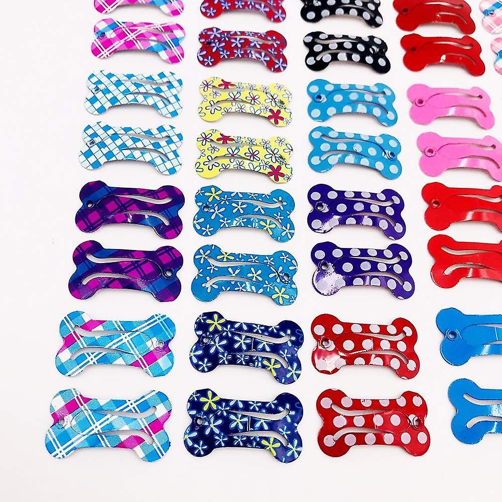 Cute 1" Small Bone Snap Hair Clips Pet Grooming Products Dog Cat Puppy Hair Accessories Random Color Pack of 20