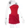Spring Dress Women's Socialite Ethos Sexy Three-dimensional Flower Texture Strapless Dress Dress