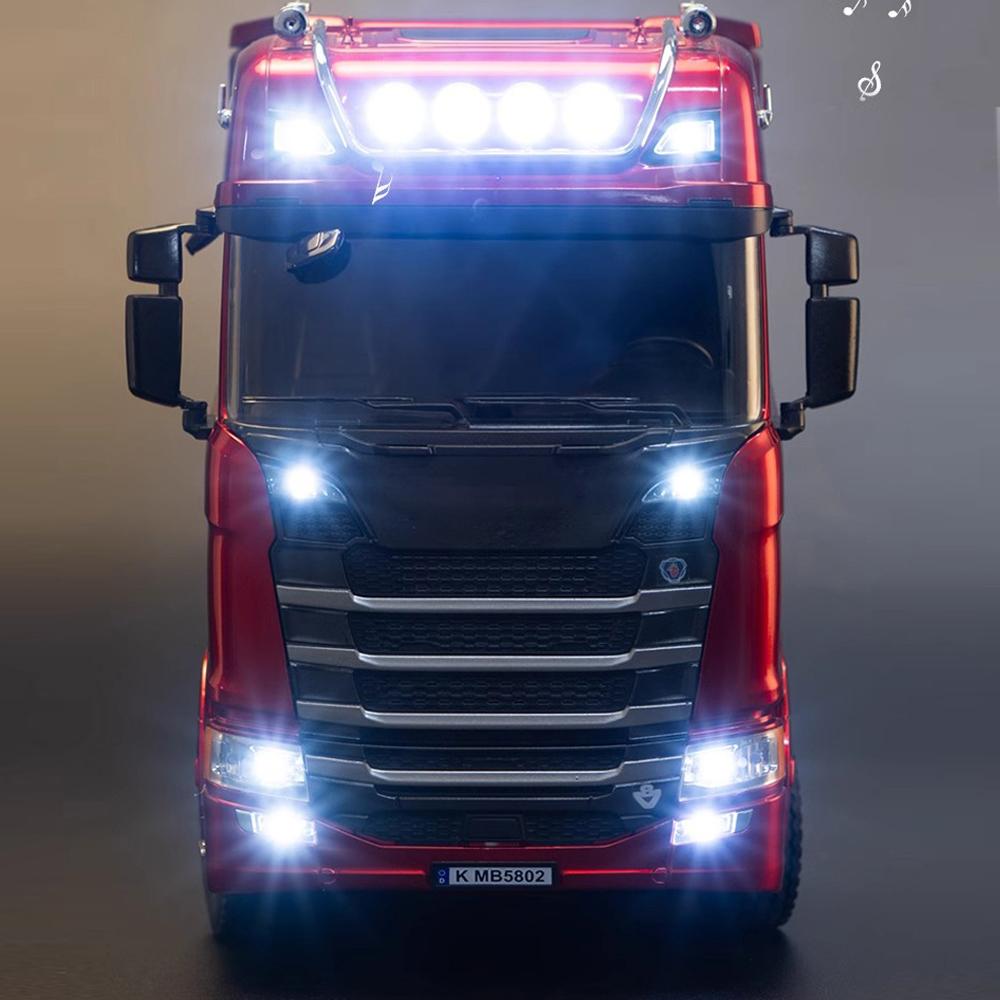 HUINA 1/18 19CH RC Truck 1501 770S Scania Alloy Tractor 2.4G Remote Control Engineering Trailer Truck with Light and Sound Toys