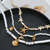 3Pcs/Set Conch Fish Tail Starfish Pendant Necklaces for Women Bohemian White Color Rice Beads Shell Necklaces Sets Beach Jewelry