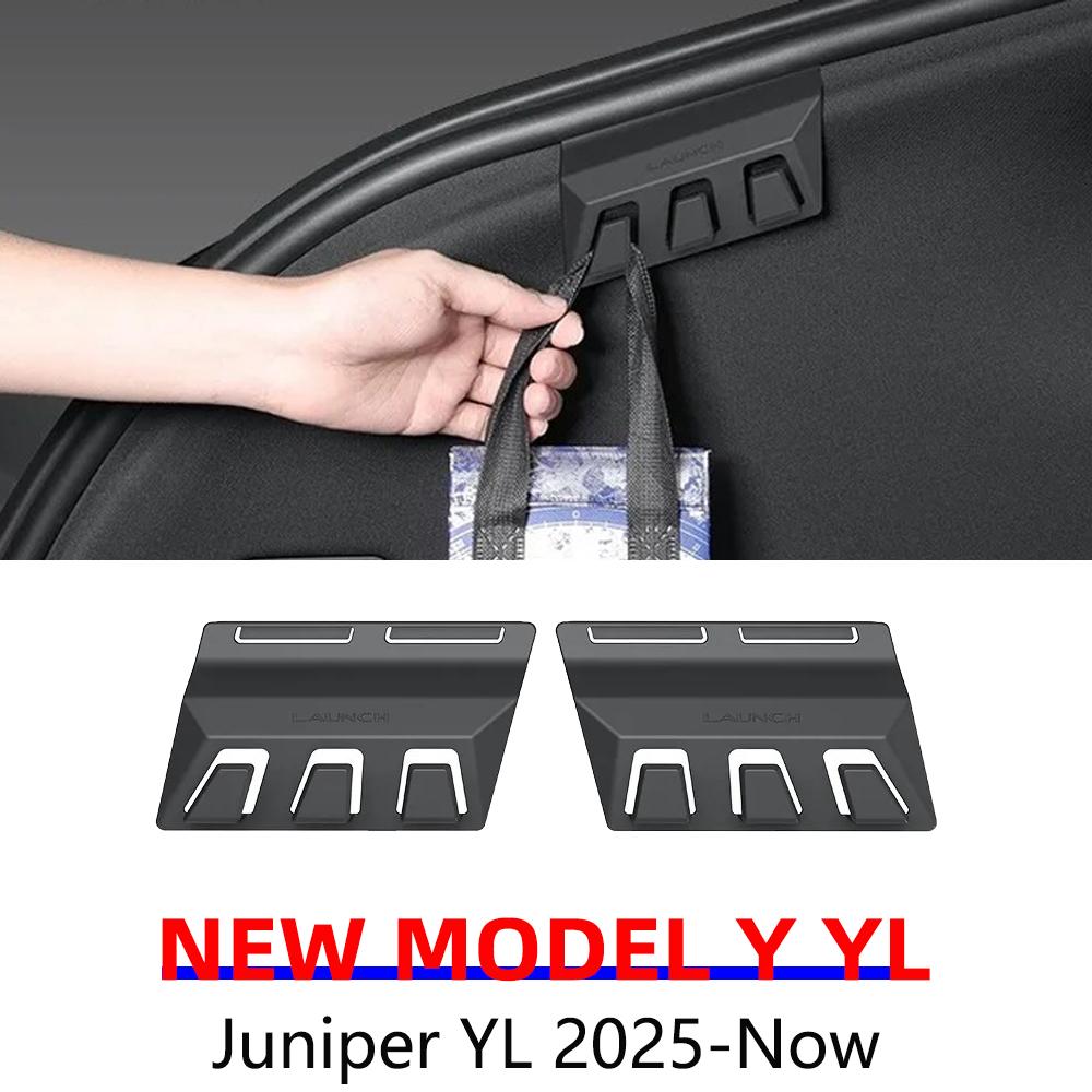 For Tesla Model YL Y Juniper 2025 2026 Launch Rear Trunk Hook Hidden Organizer Umbrella Bag Hanger Storage Car Accessories 2pcs