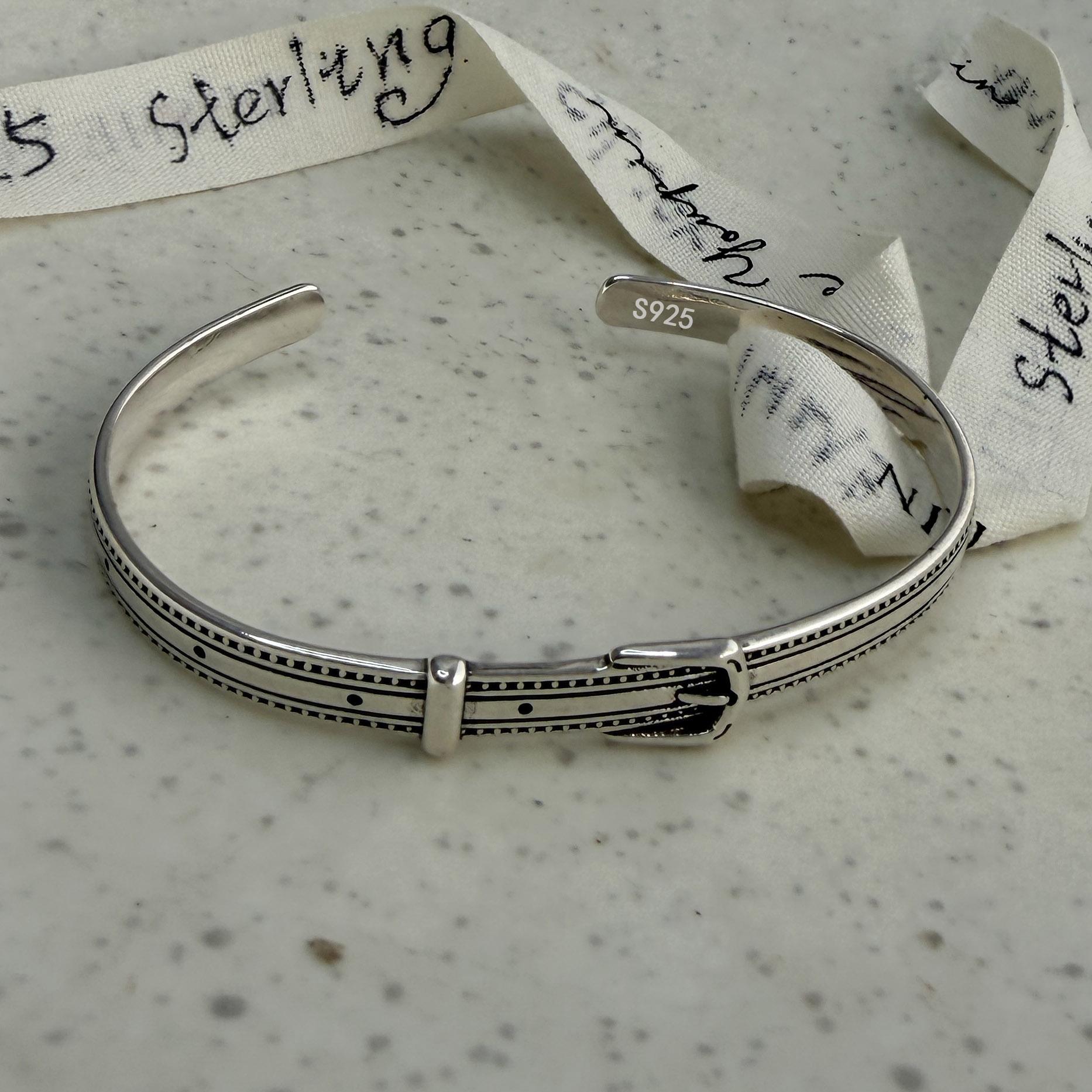 

100% Solid 925 Sterling Silver Retro Bracelet for Women Geometric Handmade Gold Zircon Simple Bracelet Birthday Gift
