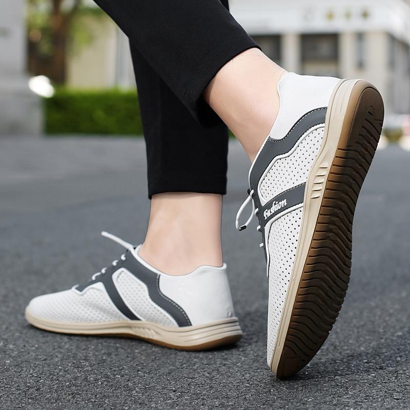 Fashion High Quality Leather Casual Office Shoe Hollow Out Breathable Outdoor Walking Sneakers Summer Handmade Loafers Soft Driving Shoe