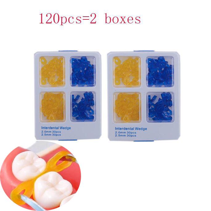120pcs/2 Boxes Dental Elastic Rubber Fixing Wedges Matrix Matrices Dam Composite
