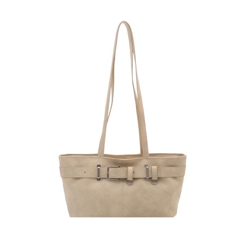 Oily skin solid color design casual popular retro commuter personalized belt buckle shoulder bag commuter underarm bag women