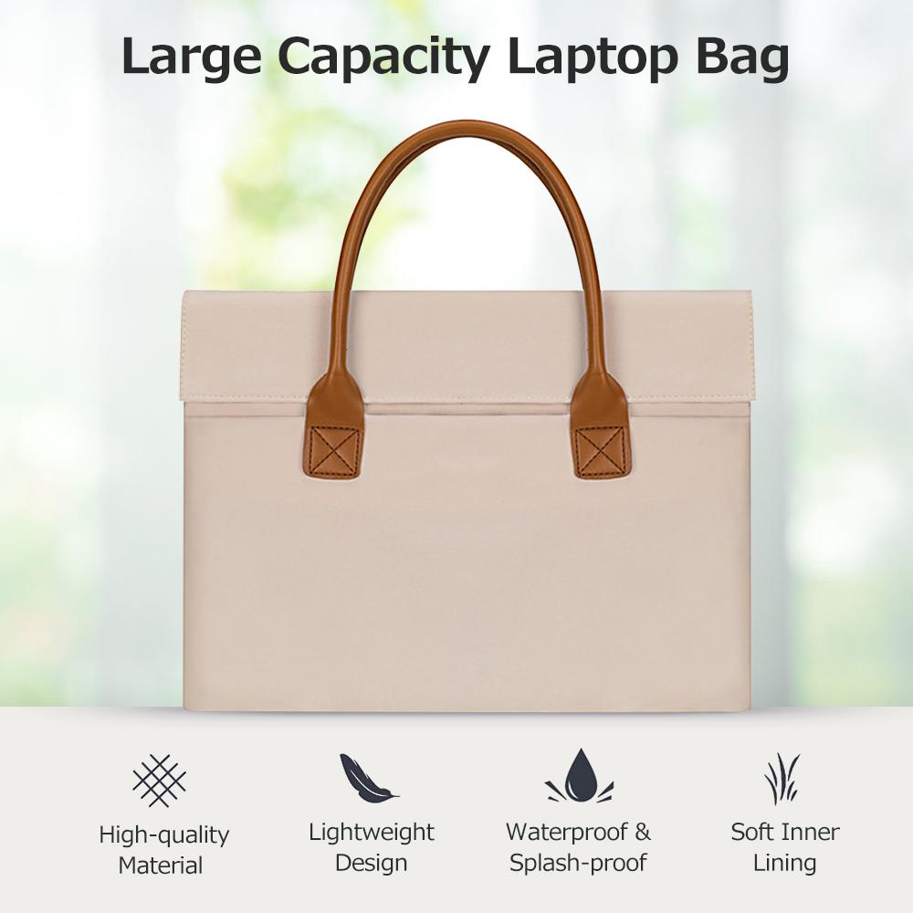 Портативная сумка для ноутбука большой вместимости, ручная сумка для ноутбука, брызгозащитная, из ткани Оксфорд, деловая сумка для компьютера, бежевая