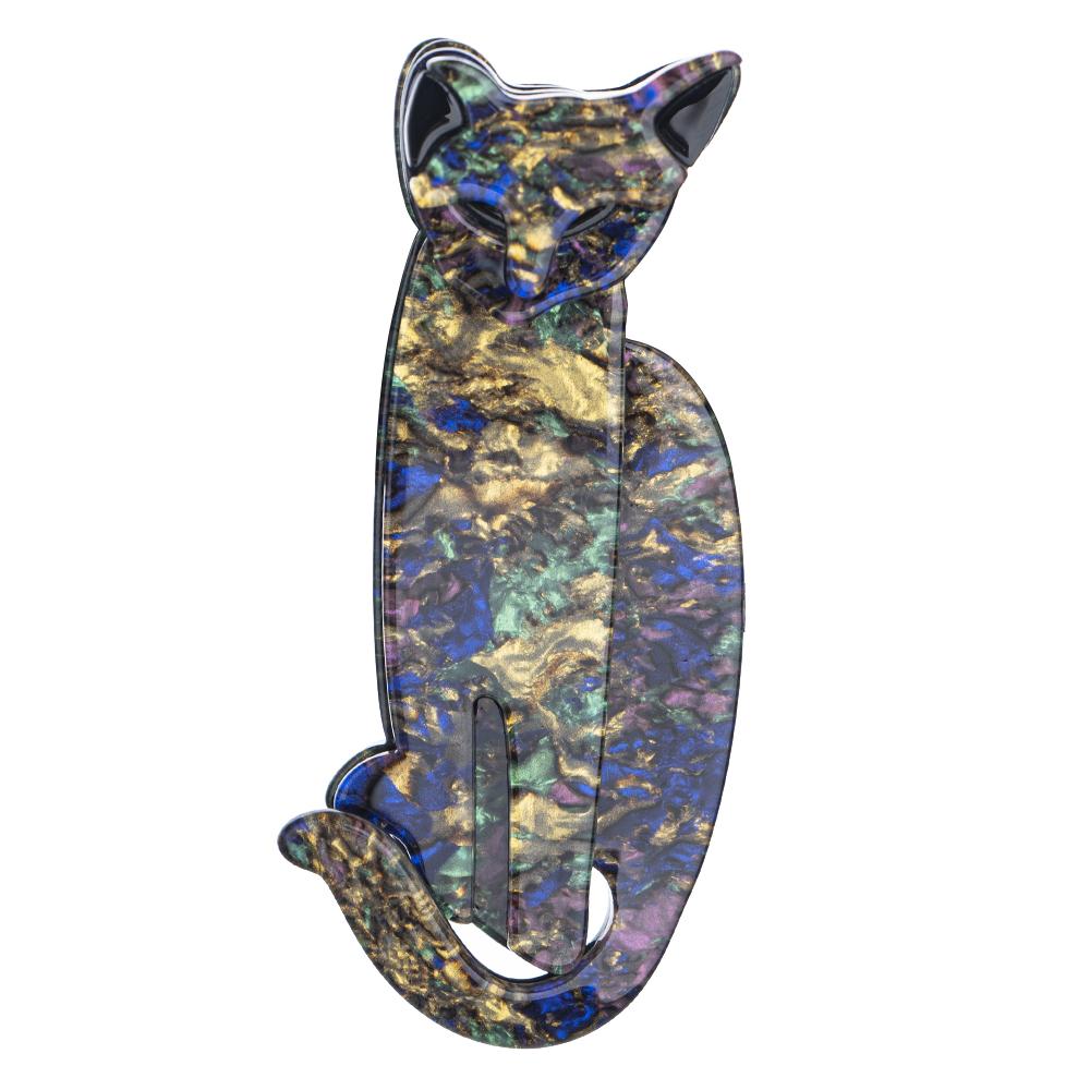 New Creative Green Cat Acrylic Brooch for Women Colorful Heart Animal Cartoon Cat Pins And Brooches Badges Fashion Shirt Jewelry