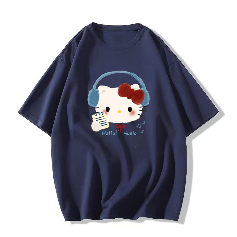 Women's Black Pure Cotton Loose-Fit Short-Sleeve T-Shirt - High Street Trend, Summer 2026, Plus Size 300 Jin