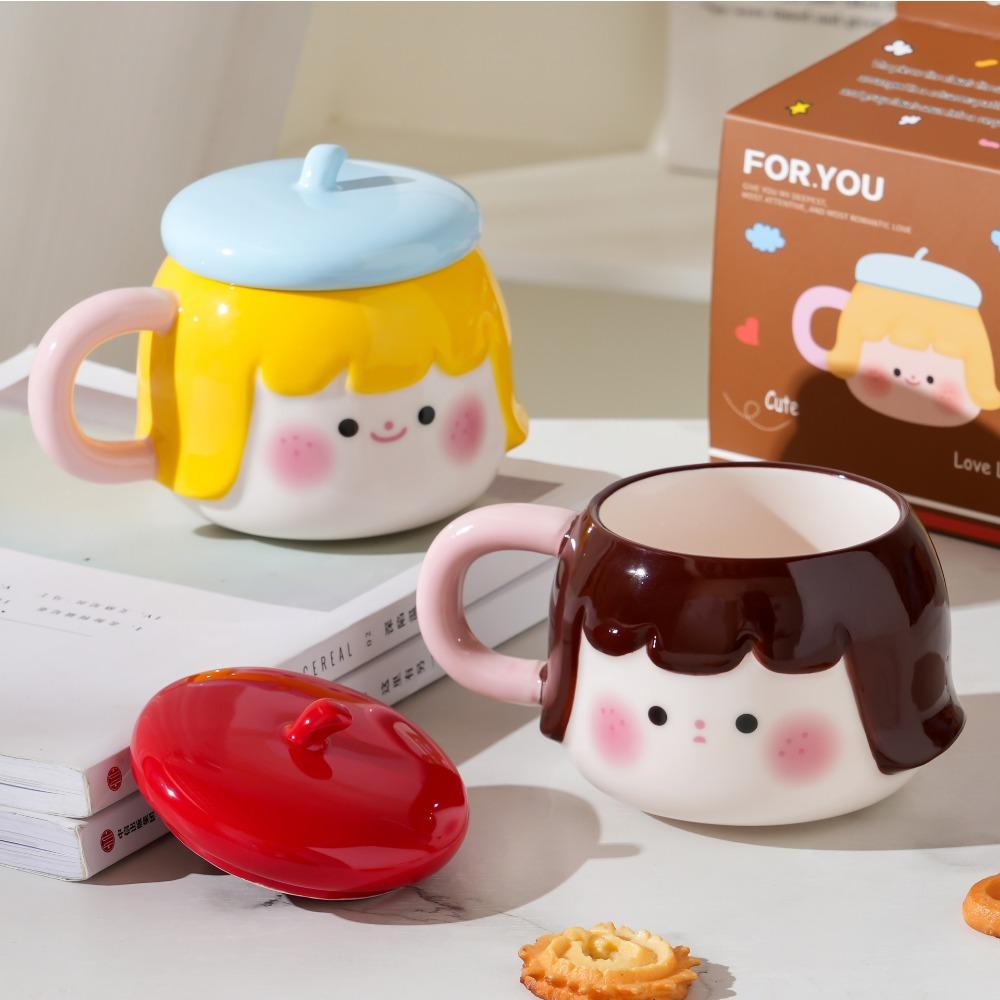 Creative Ceramic Cup High Value Mug Cute Girl Water Cup Souvenir Birthday Gift Home Coffee Cup