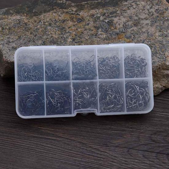 MUQZI Sports Accessory 500 Pcs Fish Jig Hooks with Hole Fishing Hook Tackle Box Carbon Steel Fishhook