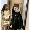 Manteaux poncho en laine à la mode pour femmes automne hiver solide cape manteau manteau ample pardessus femme vestes à revers à double boutonnage