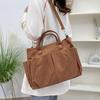Corduroy Shoulder Tote Bag For Women Large Capacity With Zipper Closure For Daily Use