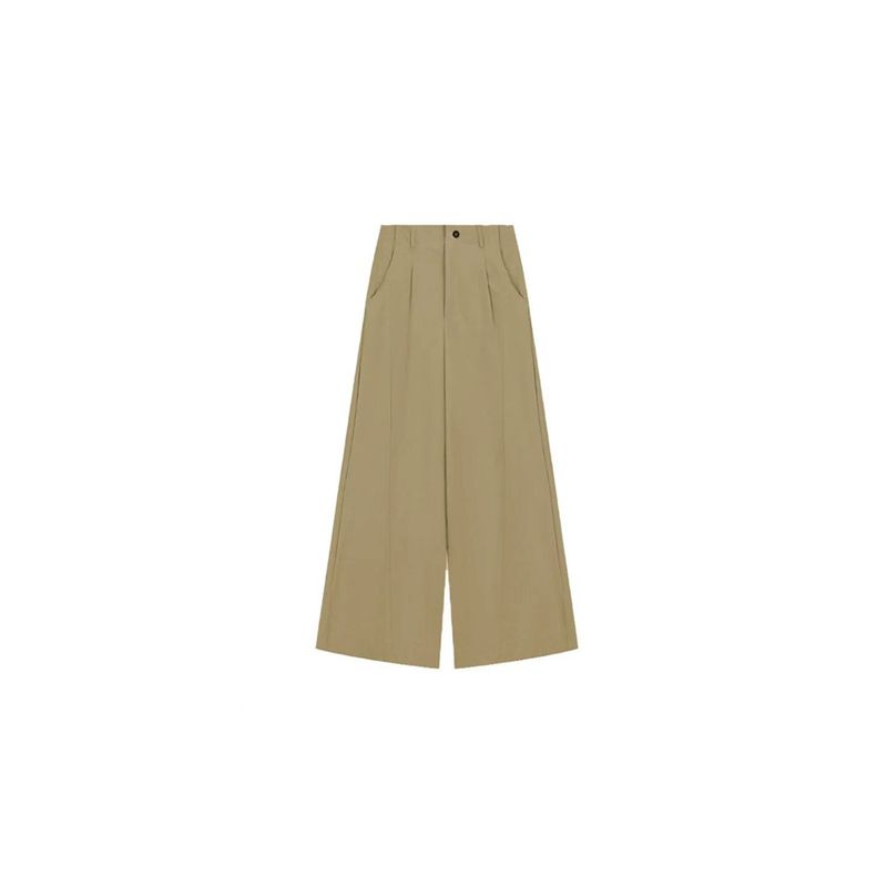 Khaki Wide-Leg Casual Pants for Women, Early Spring New Style, High-Waisted Loose Fit, Slimming for Pear-Shaped Body, Workwear Pants