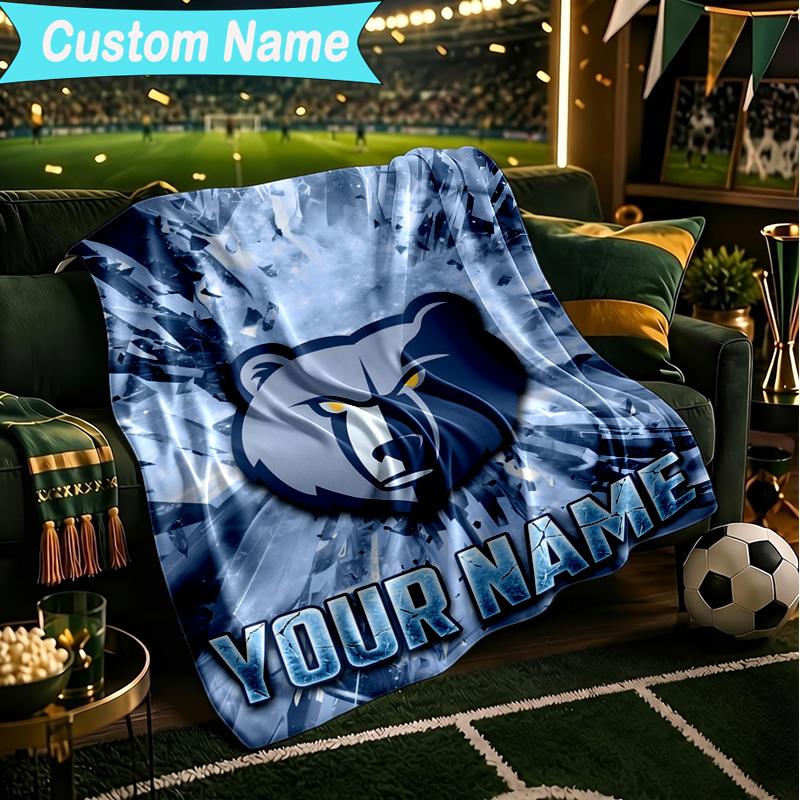 1PC Custom Name Blanket Grizzly Marks Logo Design Flannel blankets Patterns Throw Blanket All-Season Soft Gift for Couch, Bed, Camping, Birthday gifts