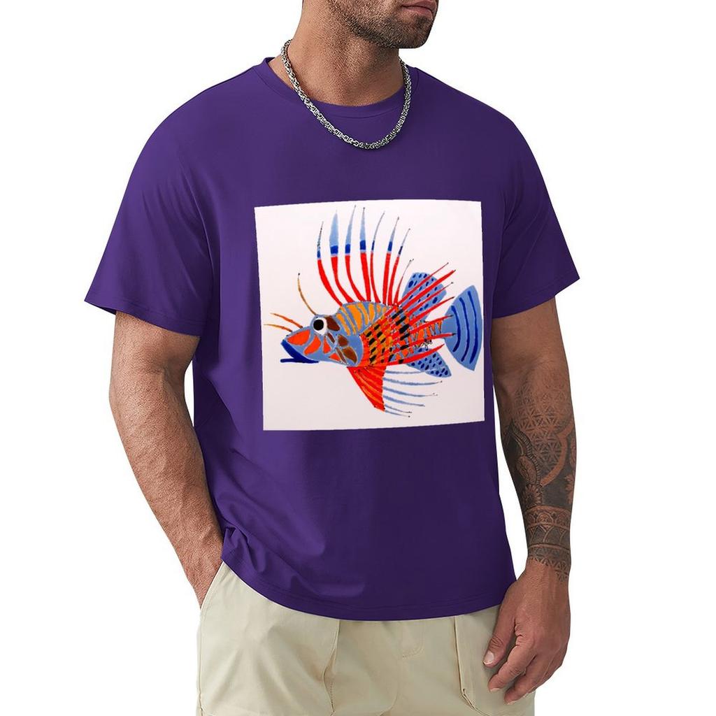 Lion Fish T-Shirt Heavyweights Plain Short Sleeve Tee Vintage T Shirts Men T Shirt