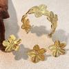 French Retro Court Style Stainless Steel Jewelry Set Gold Flower Simple Versatile Earrings Ring Bracelet
