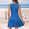 Ladies Casual Fashion V-Neck Sleeveless  Print Dress