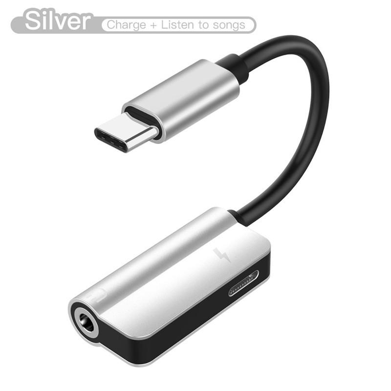 USB C Cable 2 in 1 Type-C 3.5mm Jack Audio Converter Headphone Adapter Cable for Huawei mate 10 P20