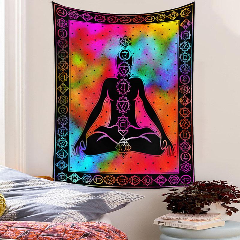 2026 Bohemian Yoga Meditation Tapestry Mandala Printed Wall Hanging Covering Cloth Color Machine Washable Bedroom Background