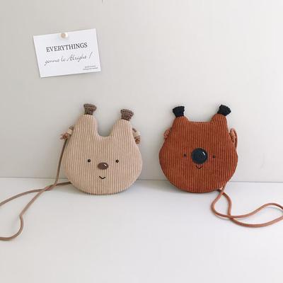 Porte-monnaie en velours côtelé doux et mignon pour enfants, motif ours et lapin, sac à bandoulière pour filles, mini sac à main