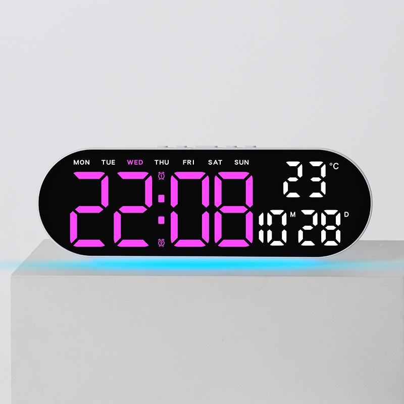 Home Furnishings Electronic Clock Multifunctional Hotel Desk Clock LED Ambient Light Alarm Clock GH8011