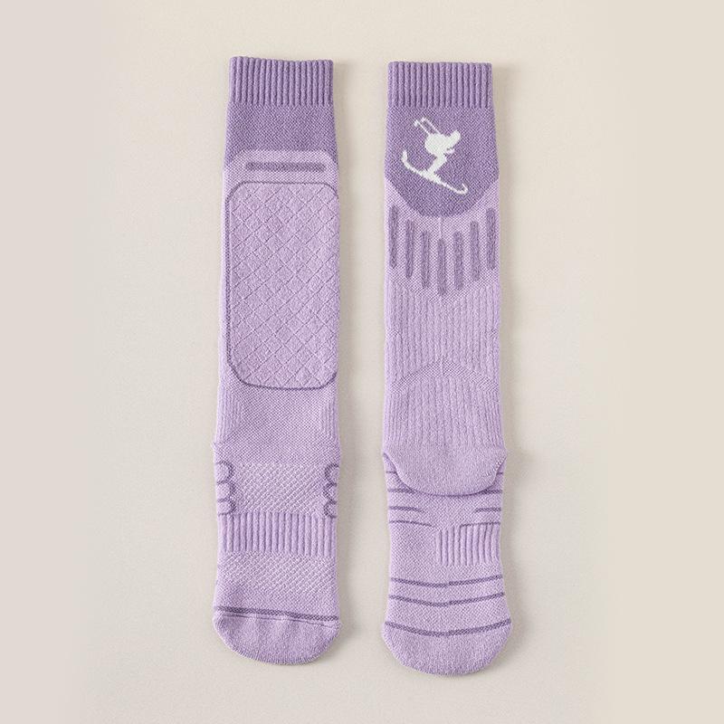 Skiing Calf Socks for Women, Thick and Warm In Winter with Towel Soles, Outdoor Hiking and Mountain Climbing Sports Stockings