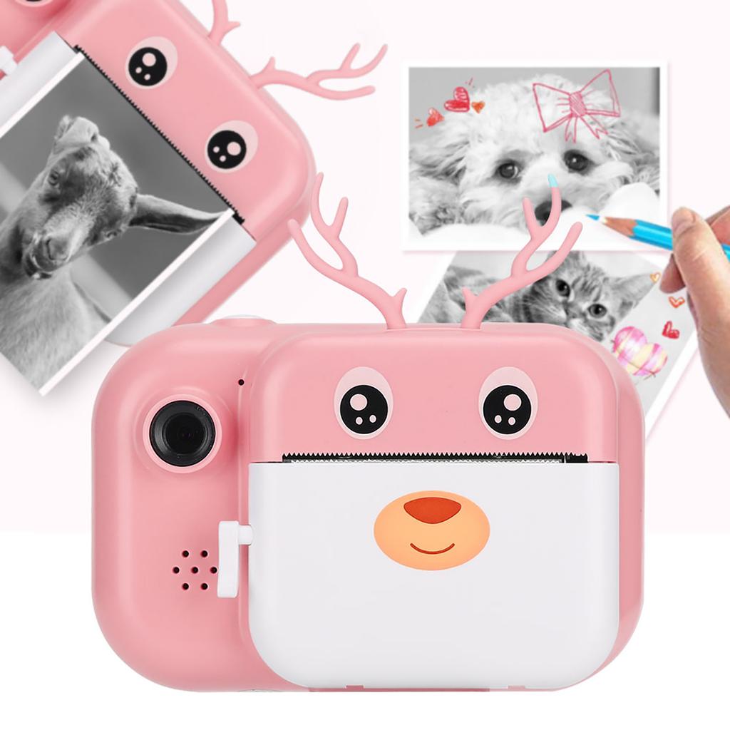 Print Camera Children " s Instant Portable Thermal 1080P Twin Lens 2.4in 16G Toys CameraPink