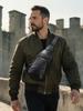 Men's Premium Leather Crossbody Chest Bag - Large Capacity for Tablet and Phone