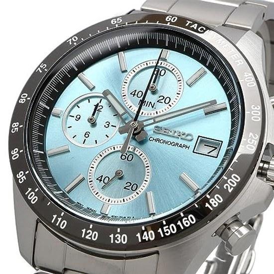SEIKO 1/5 Second Chronograph Quartz Wristwatch Mens SBTR029 Turquoise Blue