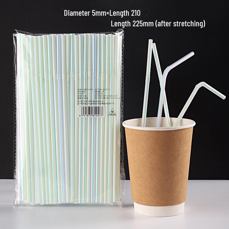 

Красочные гибкие одноразовые пластиковые трубочки для соевого молока - пищевые полипропиленовые трубочки 100 elbows, 5mm*205mm