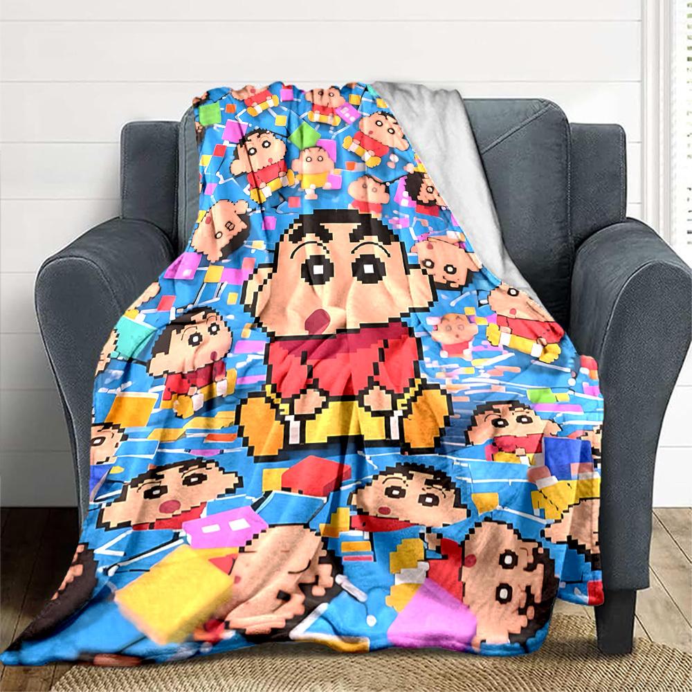 1pc Crayon Shin chan Blanket Lightweight Flannel Blanket Throw Blanket For Sofa, Bed, Travel, Camping, Livingroom, Office, Couch