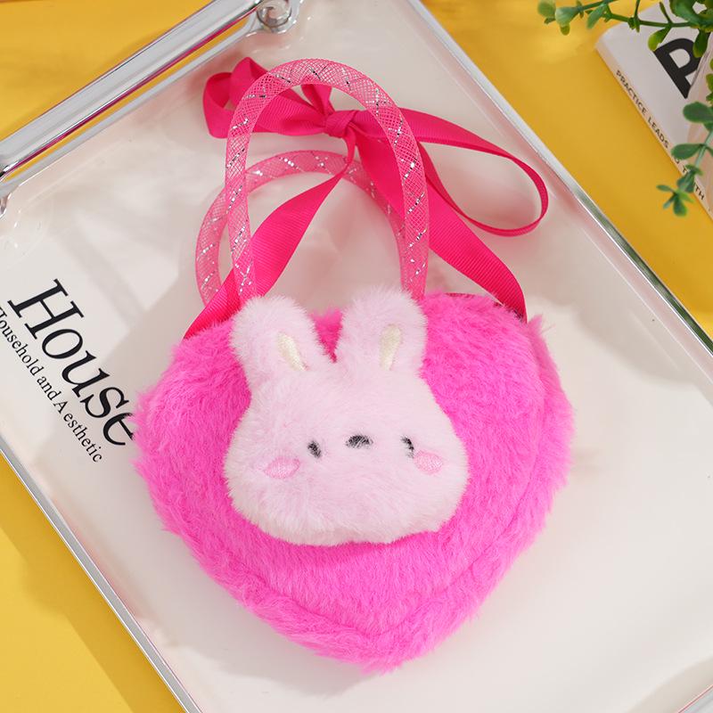 Entzückende Häschen Plüsch Geldbörse & Mini Kinder Herzförmiger Rucksack Umhängetasche