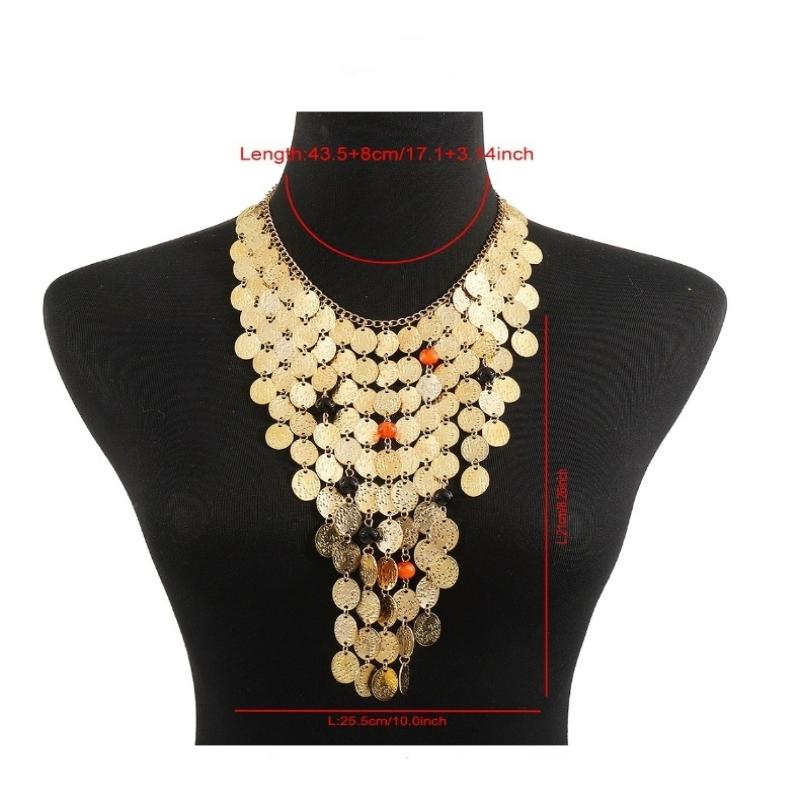 

Металлическое ожерелье-подвеска с геометрическими пайетками, преувеличенное, цепочка, женское, для девушек, ювелирное изделие, для вечеринки, подарок