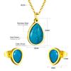 Songhua stone jewelry set female retro love shape round stud earrings necklace stainless steel jewelry set